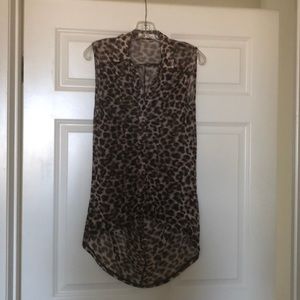 Tank button up leopard blouse
